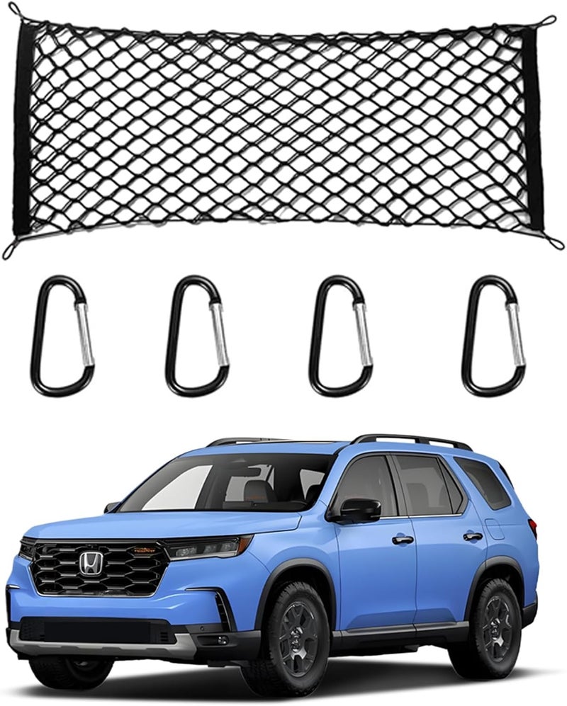 AuyNeas for Honda Pilot Envelope Style Truck Bed Cargo Net - Fits 2013-2024 2025 2026 Pilot Accessories Cargo Net for Pickup Truck Bed - Heavy Duty Carabiners - Image 1